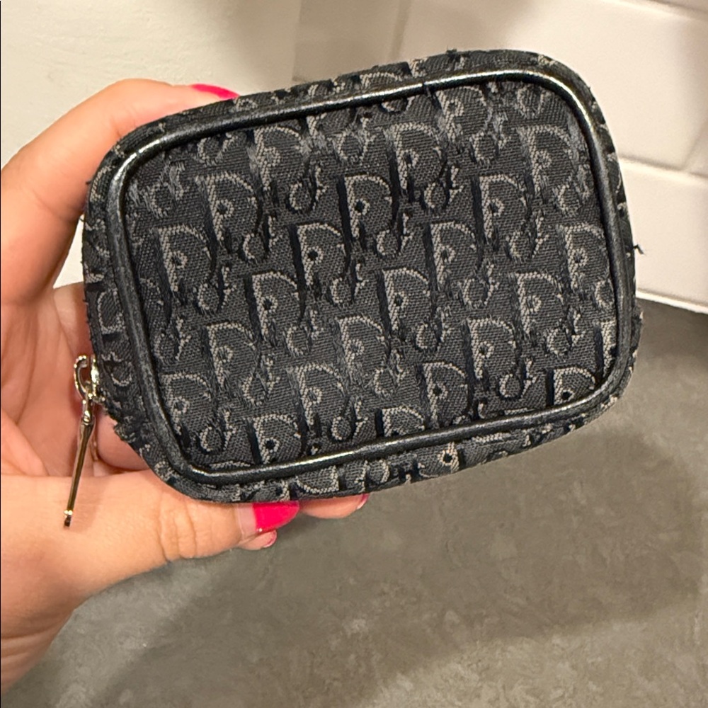 Christian Dior Vintage Blaxk Trotter Monogram Toiletry Pouch/Makeup Bag